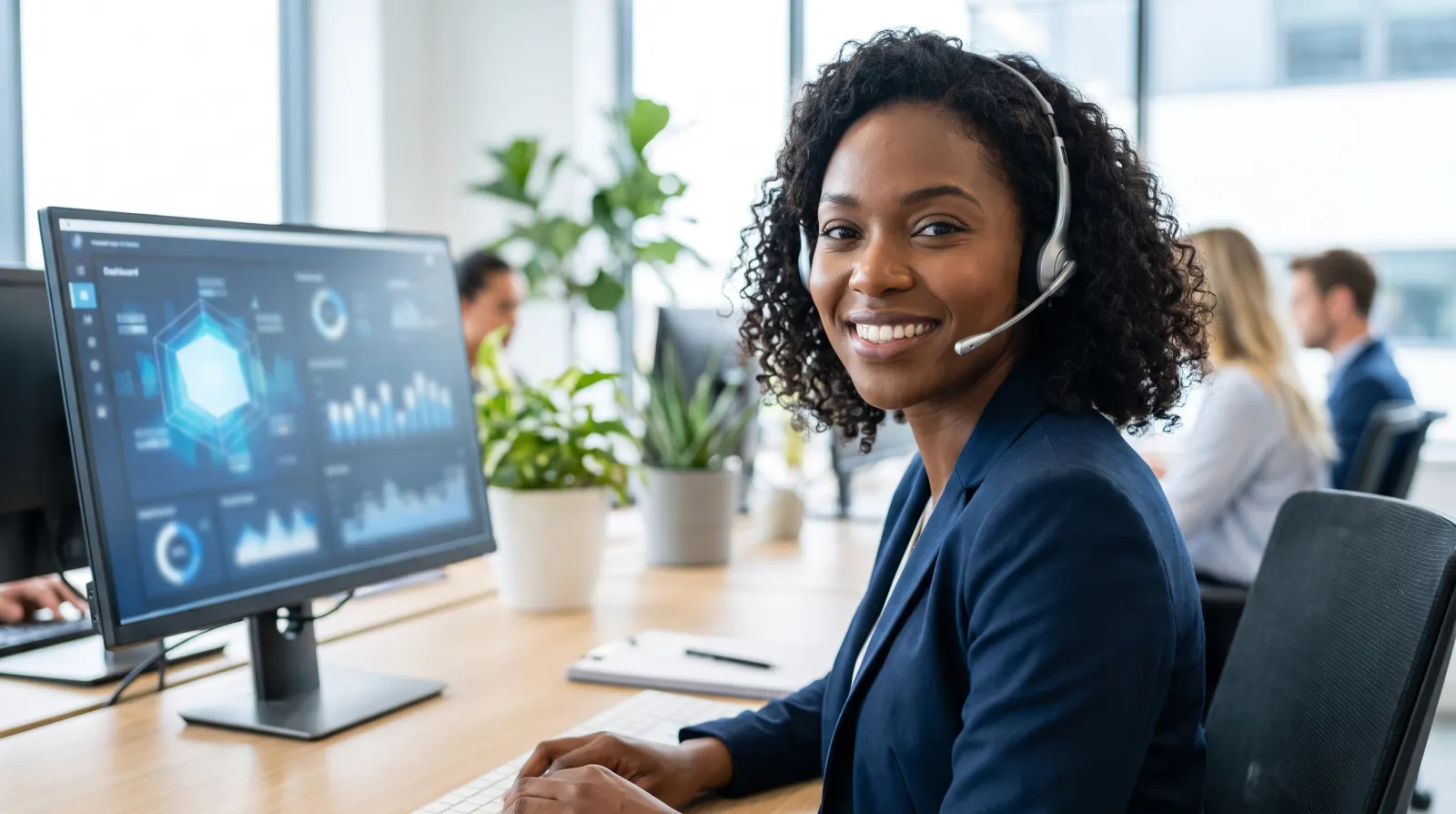 A Maine Couriers customer service representative answering a call