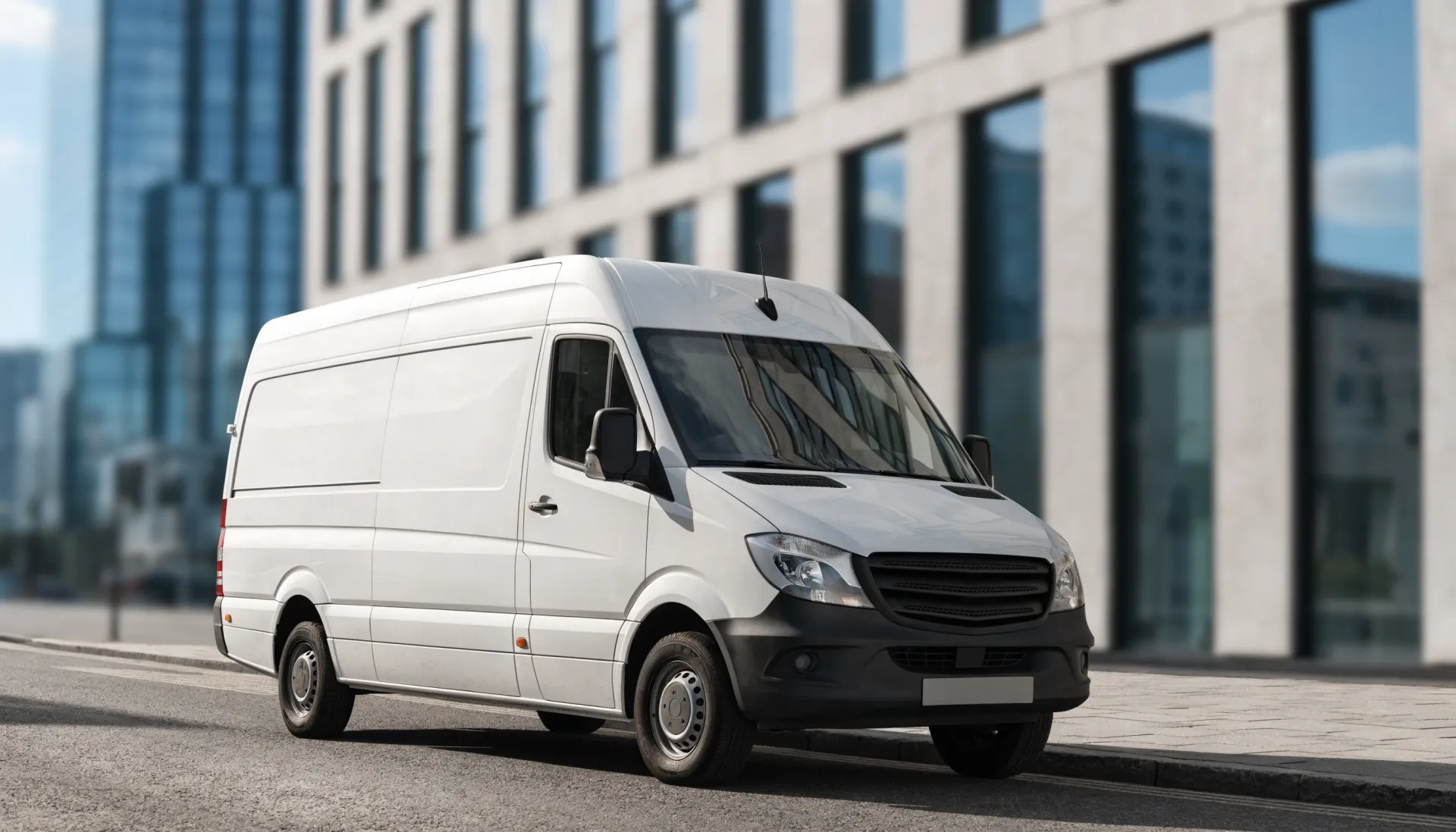 Plain unbranded white delivery van with no Maine Couriers livery — white-label courier service for businesses